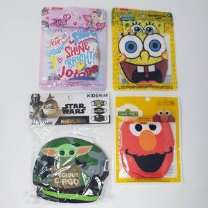 6 Cloth Reusable Mask Face Coverings for Kids - Star Wars (3pk) , Elmo, Spongebo